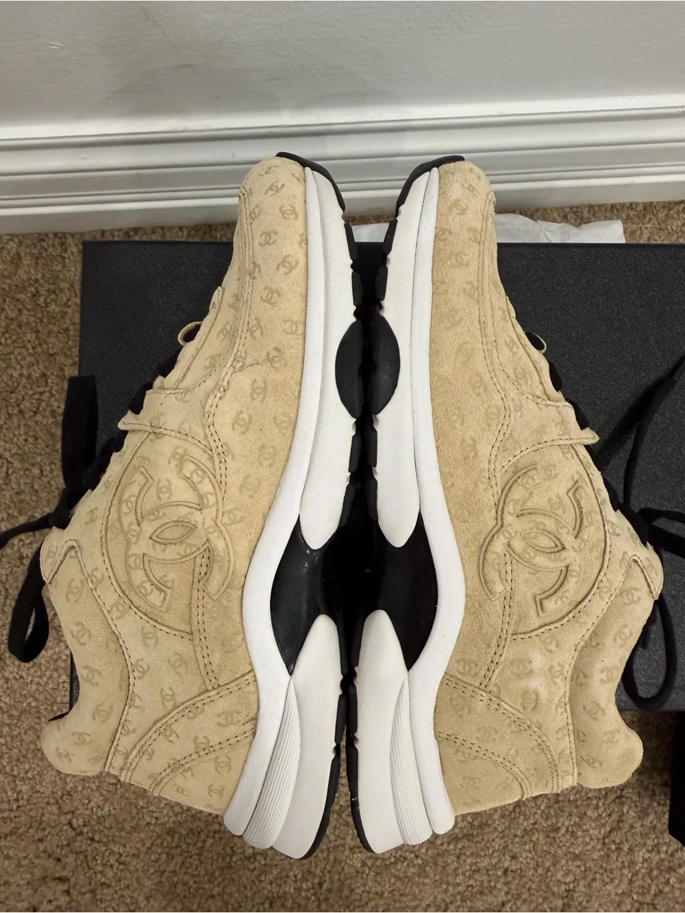 CHANEL beige suede
